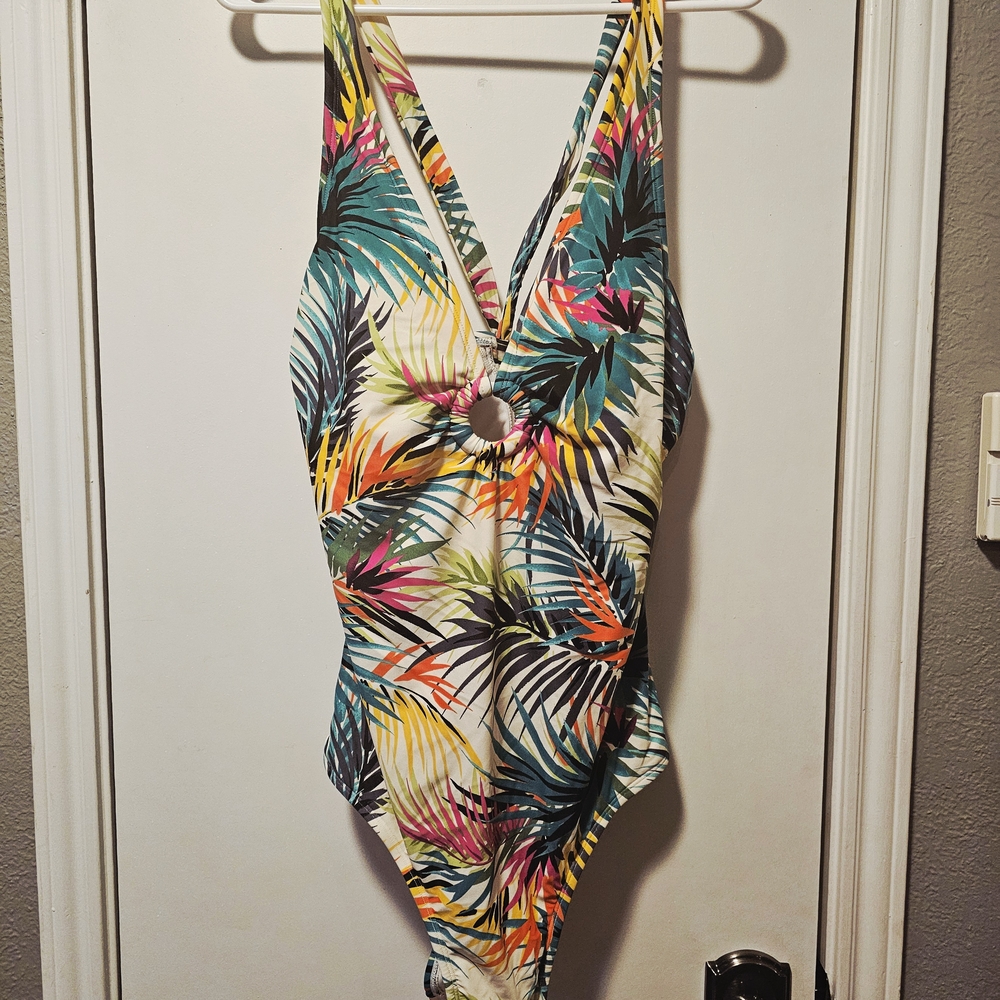 Shade & Shore Multicolor Leaf Print Swimsuit